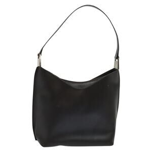 GUCCI Shoulder Bag Leather Brown Silver